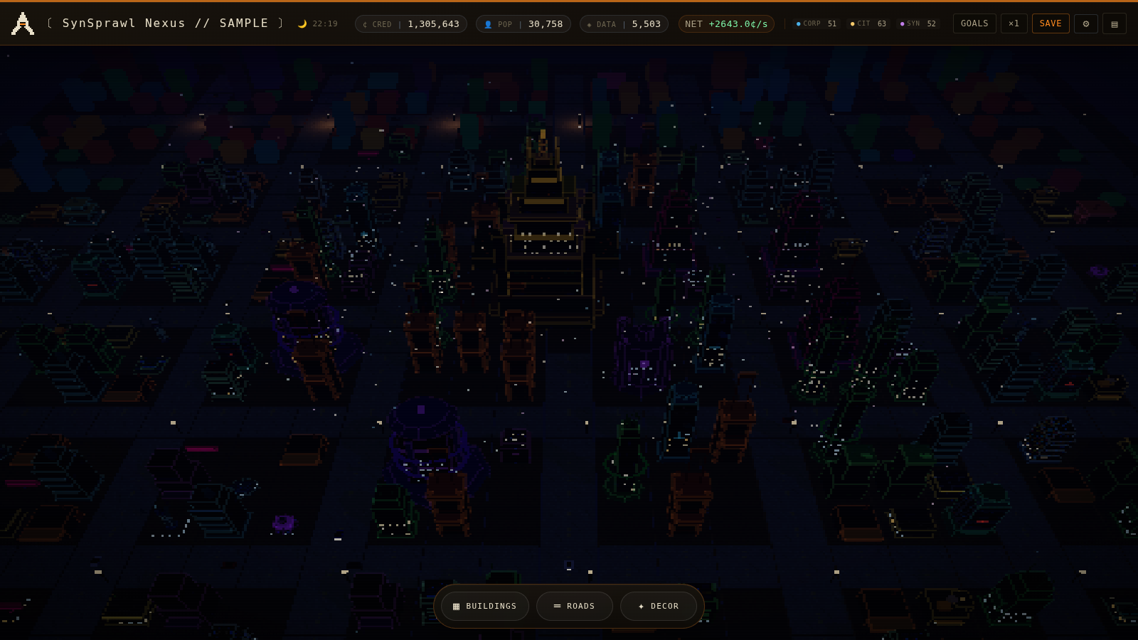Sample district at night